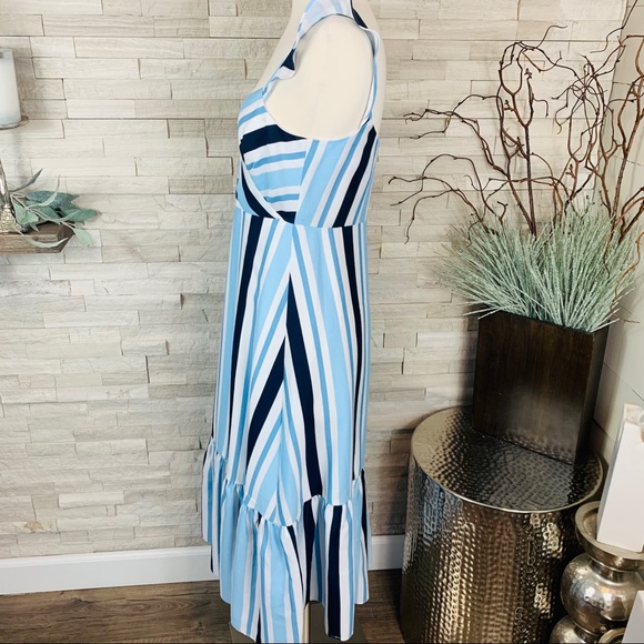Draper James NWT Stripe Midi Dress White/Blue $250 - Picture 10 of 14